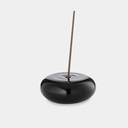 Glass Pebble Incense Holder in Black