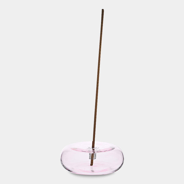 Glass Pebble Incense Holder in Pink