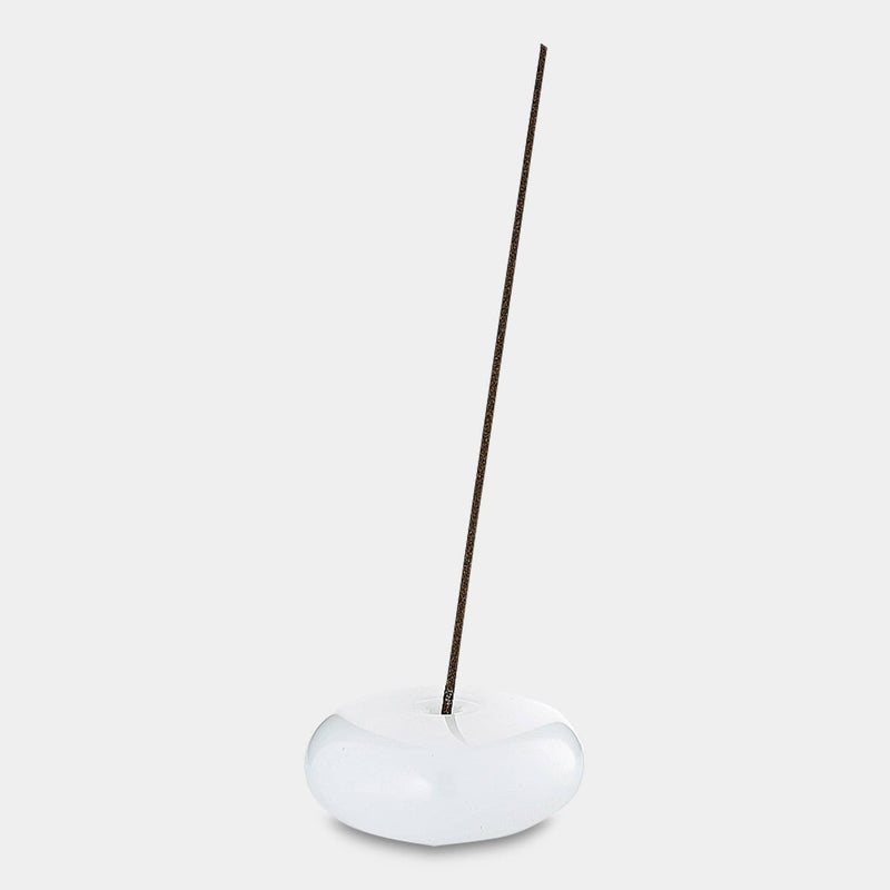 Glass Pebble Incense Holder in White