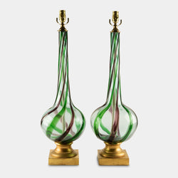 Mid-Century modern murano table lamps front view